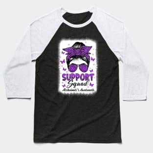 Support Squad Messy Bun Butterfly Alzheimer's Awareness Baseball T-Shirt